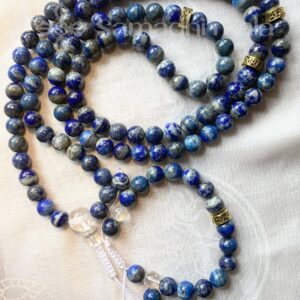 Lápisz lazuli mala + csuklómala SZETT mantrás osztókkal SAMADHI MALA