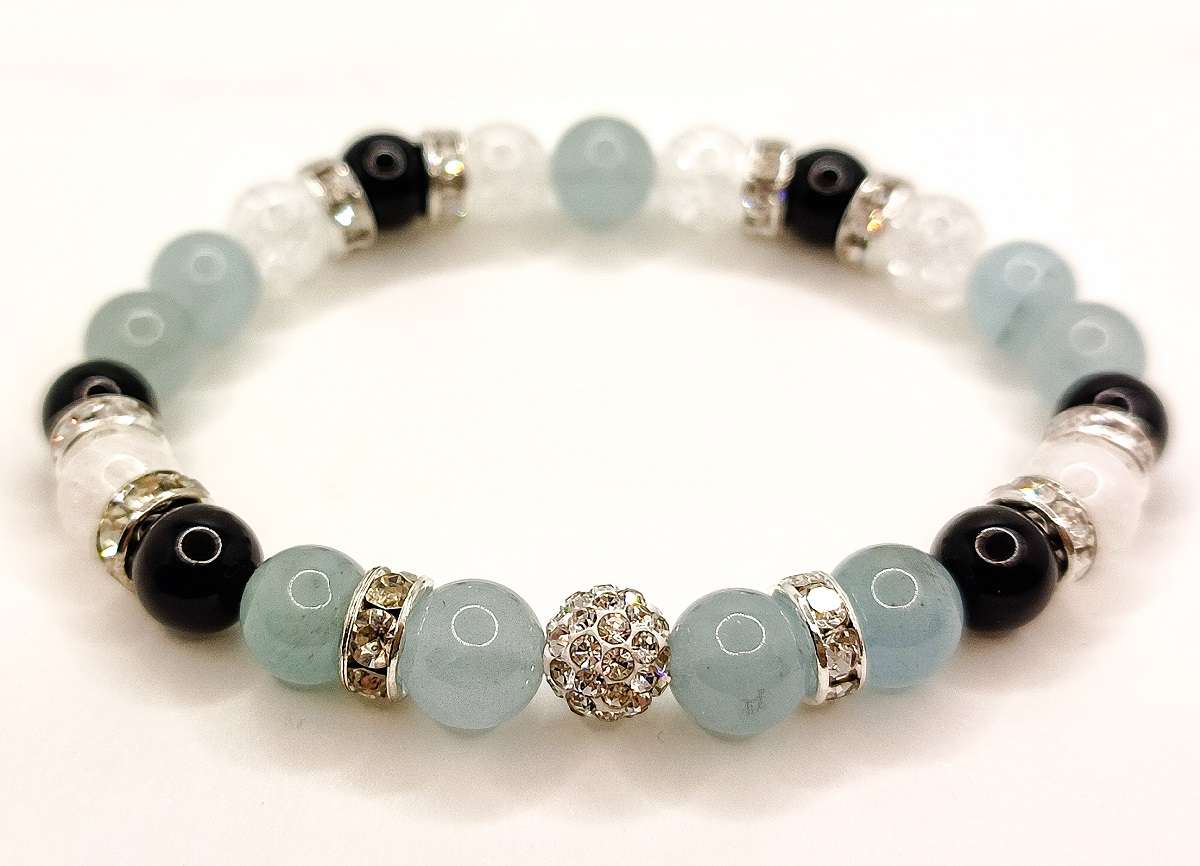 Jégvarázs Akvamarin, ónix, hegyikristály ékszer