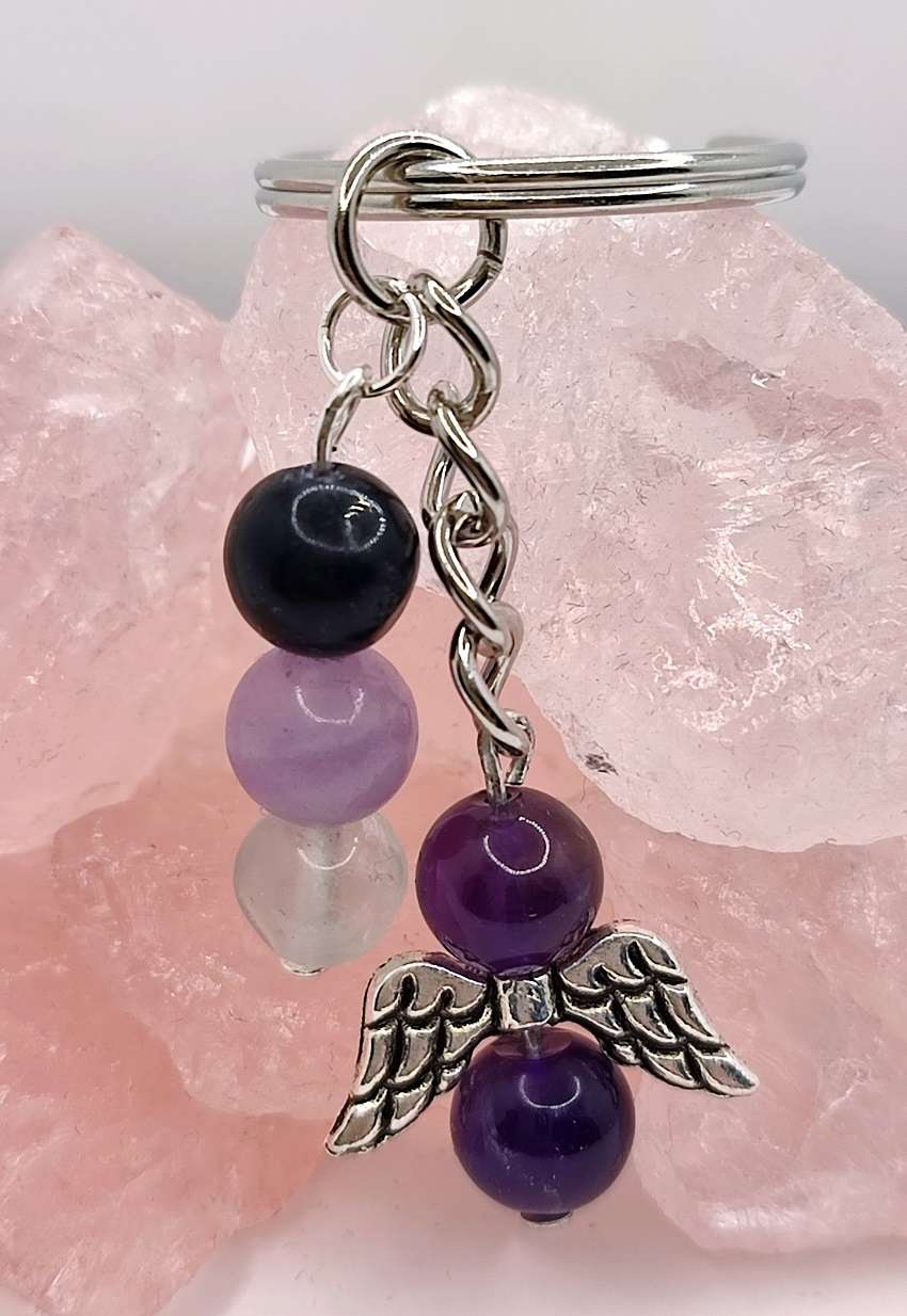 Tanulássegítő védő angyalos ásvány kulcstartó