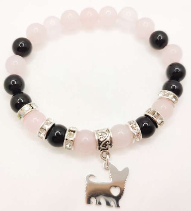 Kiskedvencünk ásványkarkötő yorkie függővel