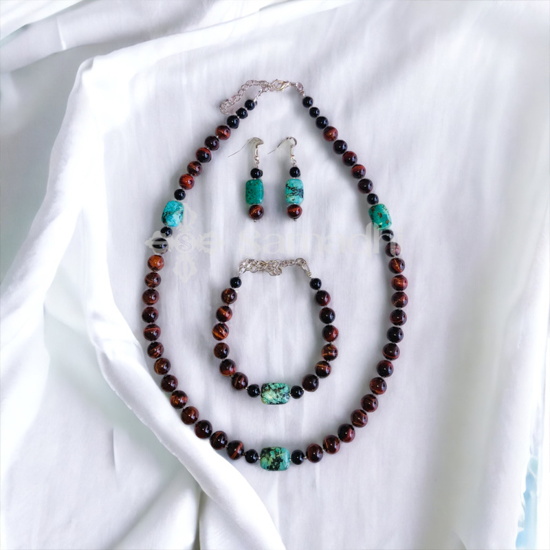 Aphrodite Szett - Türkiz Macskaszem Ónix Ásvány Ékszer Szett - Samadhi Ékszer