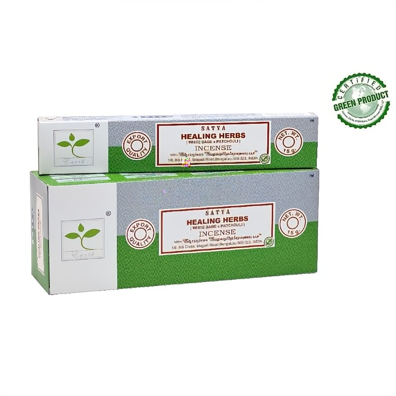Earth Satya Healing Herbs Fehér Zsálya és Pacsuli indiai prémium füstölő