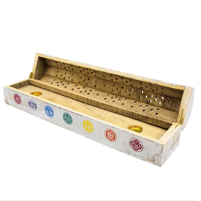 Füstölőégető doboz csakra szimbólumokkal fehér színű - Image 2