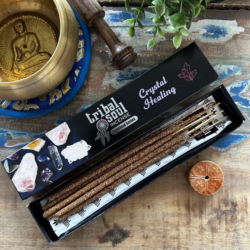 Tribal Soul Crystal Healing természetes prémium füstölő kerámia égetővel (TIPP)