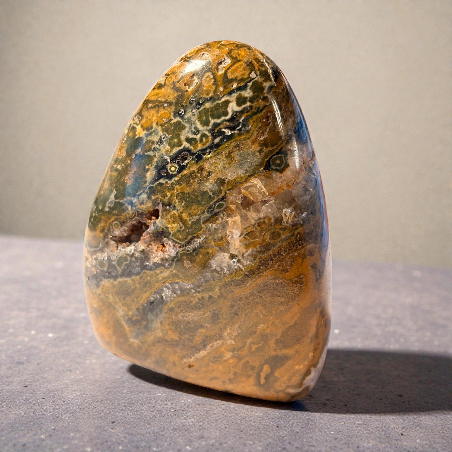 Óceánjáspis álló díszásvány természetes mintázattal